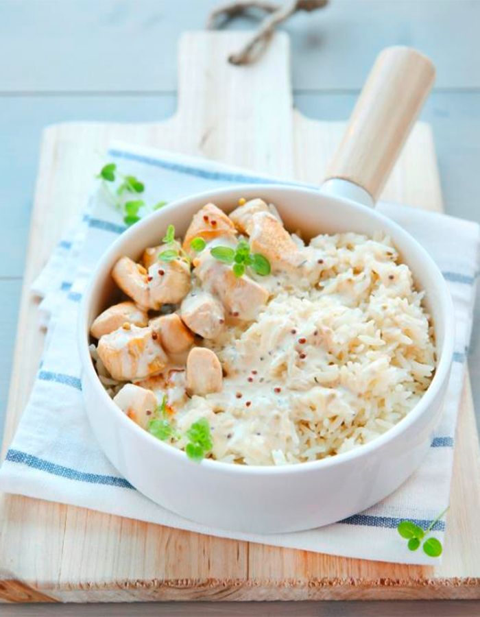 Blancs de poulet, crème fraîche et moutarde